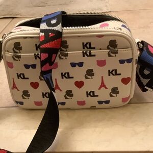 Karl Lagerfeld leather Camera/ Crossbody Bag with Colorful Strap
